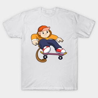 Monkey as Skater with Skateboard T-Shirt